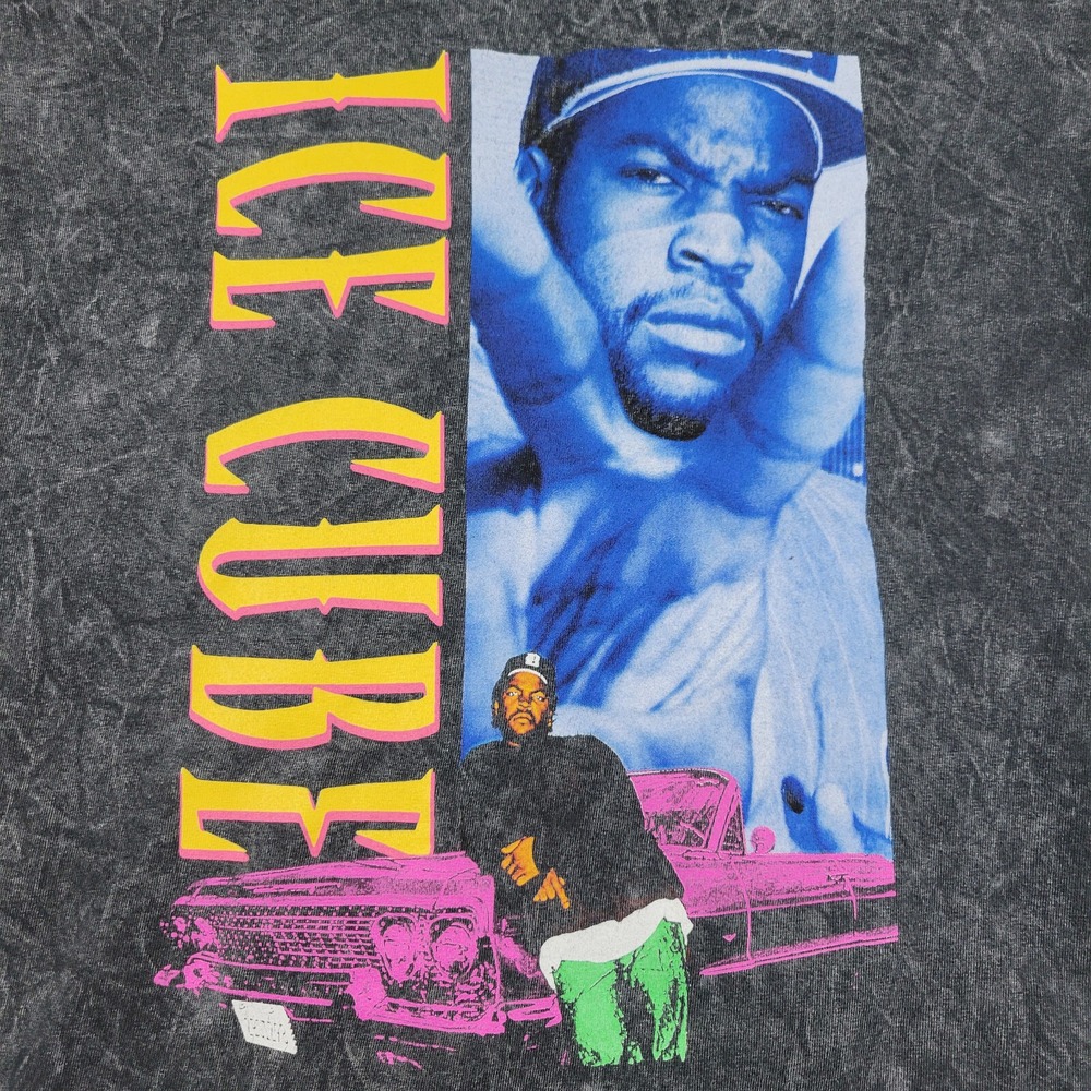 Ice Cube Rap T Shirt Mens Large L‎ Black Faded Distressed Look Hip Hop